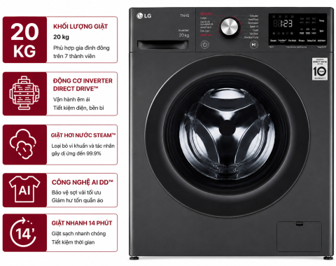 Máy giặt LG Inverter 20 kg TV2520DV7J