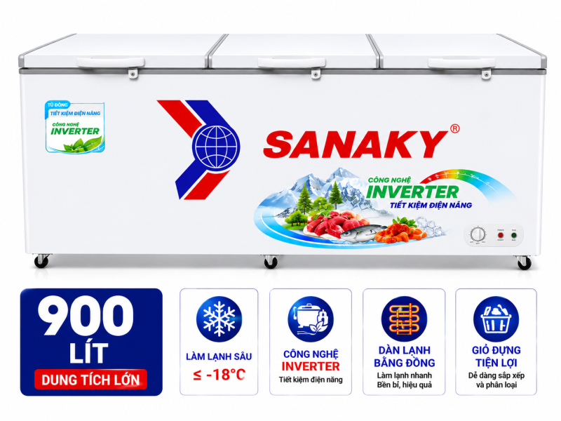 Tủ đông Sanaky 900 lít VH-1199HY