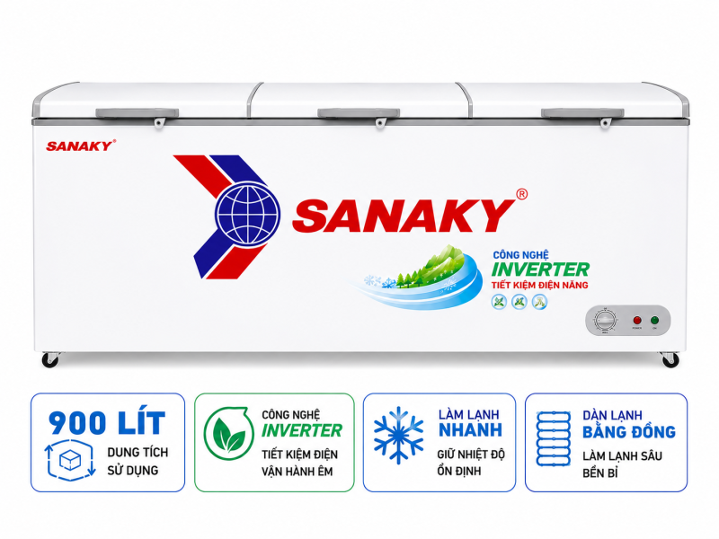 Tủ đông Sanaky Inverter 900 lít VH-1199HY3