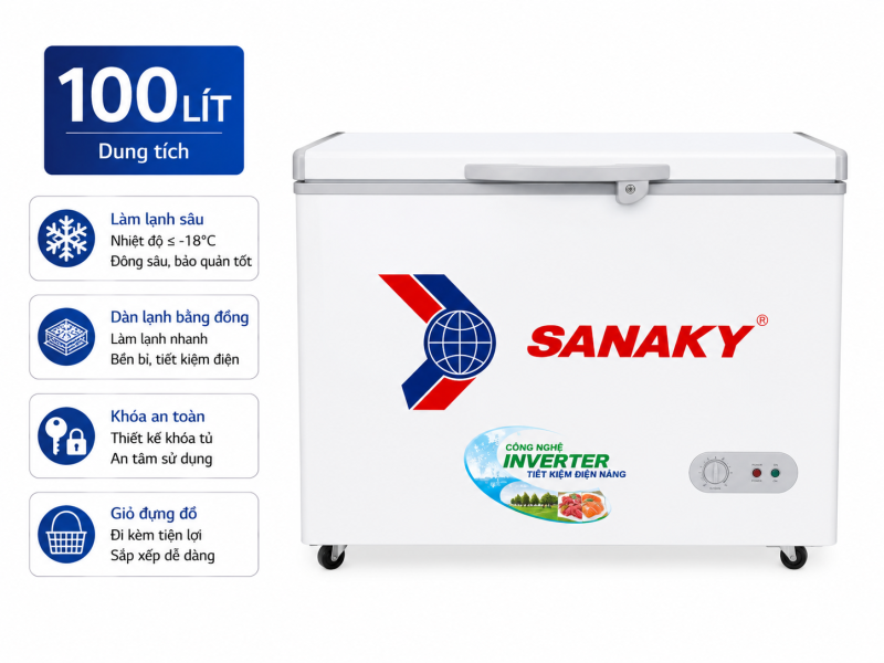 Tủ đông Sanaky 100 lít VH-1599HYK