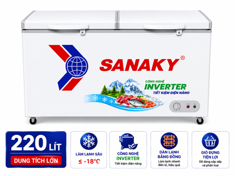 Tủ đông Sanaky Inverter 220 lít VH-2899W3