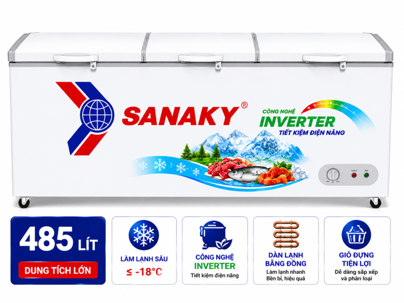 Tủ đông Sanaky Inverter 485 lít VH-6699W3