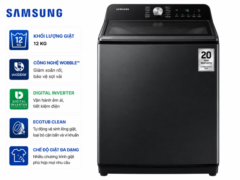 Máy giặt Samsung Inverter 12 kg WA12CG5745BVSV