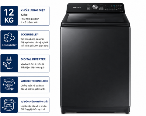 Máy giặt Samsung Inverter 12 kg WA12CG5886BVSV
