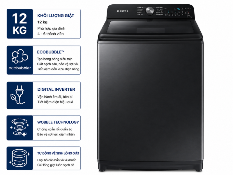 Máy giặt Samsung Inverter 12 kg WA12CG5886BVSV