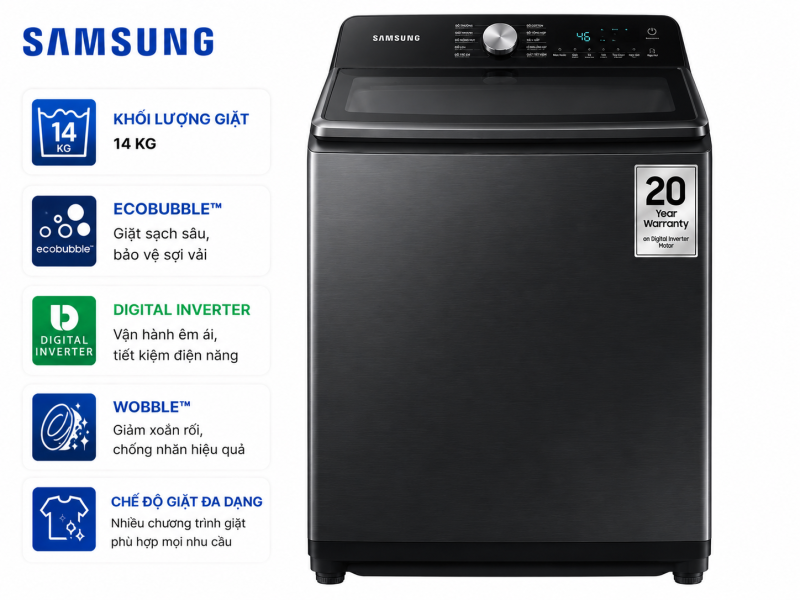 Máy giặt Samsung Inverter 14 kg WA14CG5886BVSV
