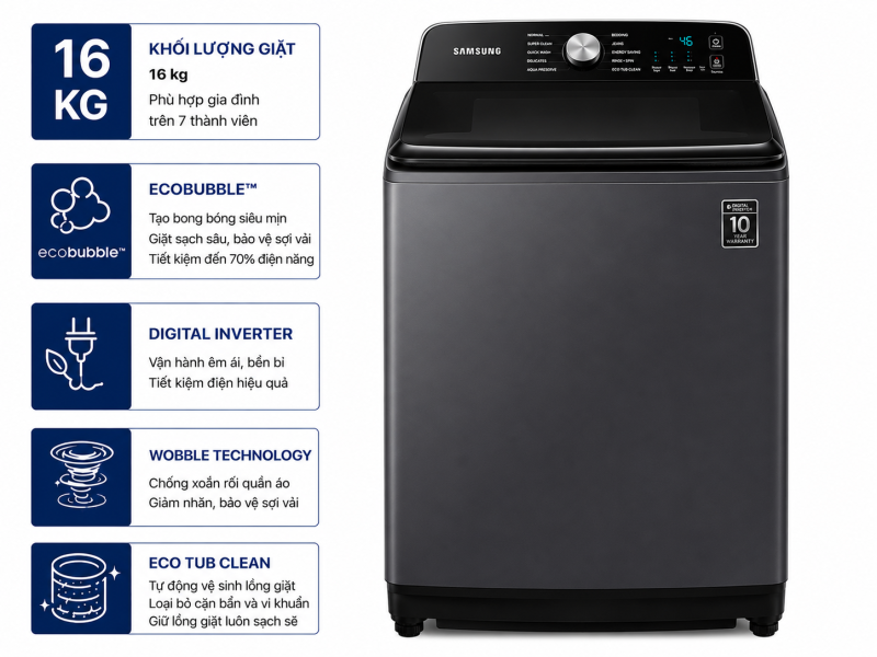 Máy giặt Samsung Inverter 16 kg WA16R6380BV/SV