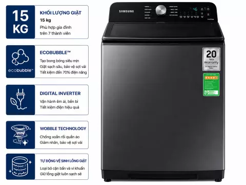 Máy giặt Samsung Inverter 15 kg WA80F15S5CSV