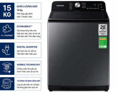 Máy giặt Samsung Inverter 15 kg WA80F15S5CSV