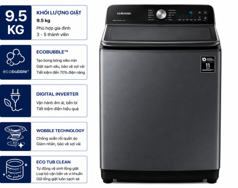 Máy giặt Samsung Inverter 9.5 kg WA95CG4545BDSV