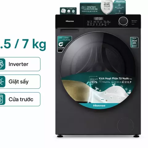Máy giặt sấy Hisense Inverter giặt 10.5 kg - sấy 7 kg WD105M3