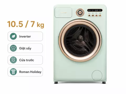 Máy giặt sấy Hisense Roman Holiday Inverter giặt 10.5 kg - sấy 7 kg WD105R5