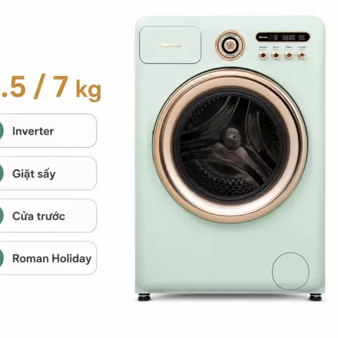 Máy giặt sấy Hisense Roman Holiday Inverter giặt 10.5 kg - sấy 7 kg WD105R5
