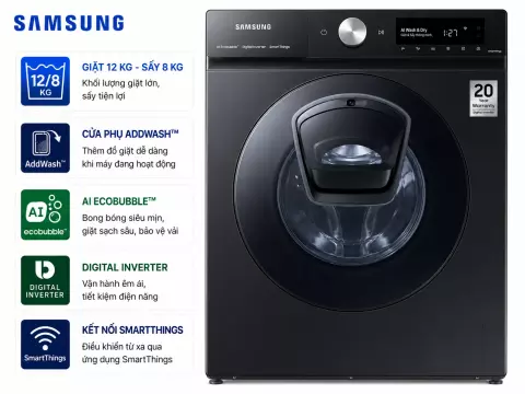Máy giặt sấy Samsung Inverter 12 kg WD12BB944DGHSV