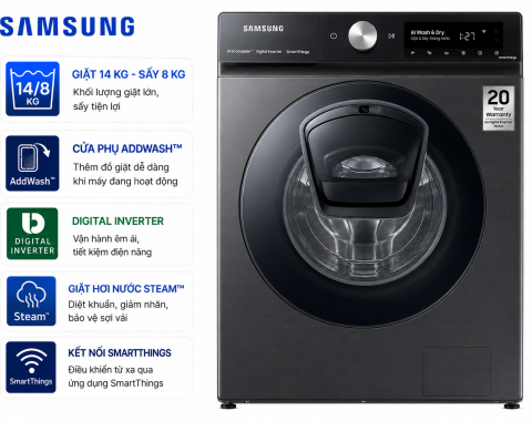 Máy giặt sấy Samsung Inverter 14 kg WD14BB944DGMSV