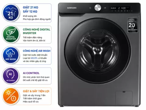 Máy giặt sấy Samsung Inverter 21 kg WD21T6500GV/SV