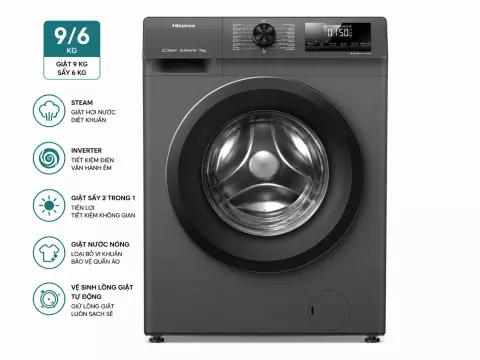 Máy giặt sấy Hisense Inverter giặt 9 kg - sấy 6 kg WD90N1Y