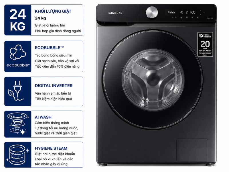 Máy giặt Samsung Invertet 24 kg WF24B9600KV/SV