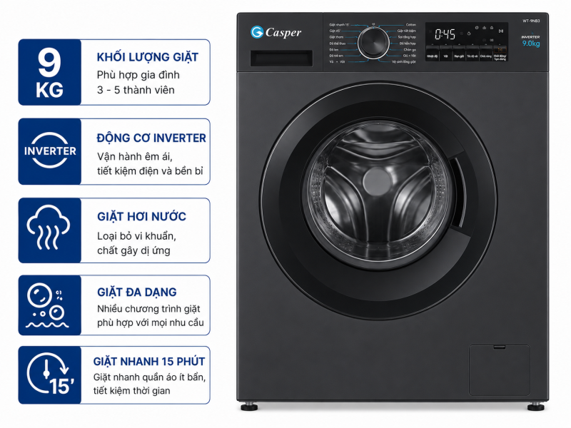 Máy giặt Casper 9 kg WT-9NB3