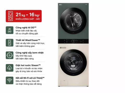 Máy giặt sấy LG Inverter 21 kg WT2116SHEG