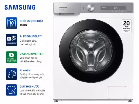 Máy giặt Samsung Bespoke AI EcoBubble Inverter 10 kg WW10DB7U34GWSV