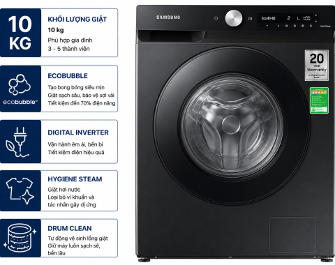 Máy giặt Samsung Inverter 10 kg WW10TP44DSB/SV