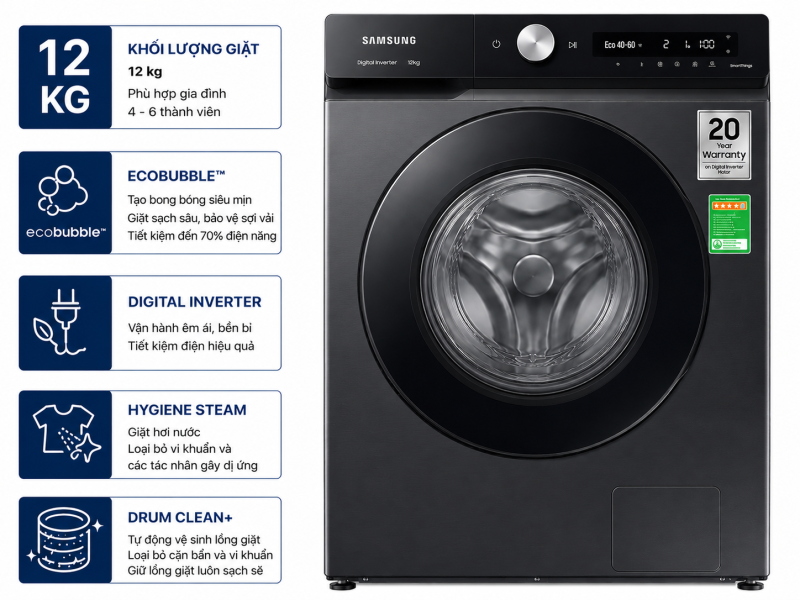 Máy giặt Samsung Inverter 12 kg WW12CB944DGBSV