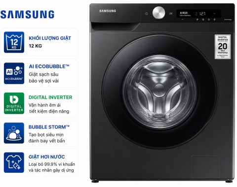 Máy giặt Samsung AI EcoBubble Inverter 12 kg WW12CGP44DSBSV