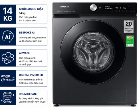 Máy giặt Samsung Bespoke AI Inverter 14 kg WW14BB944DGBSV