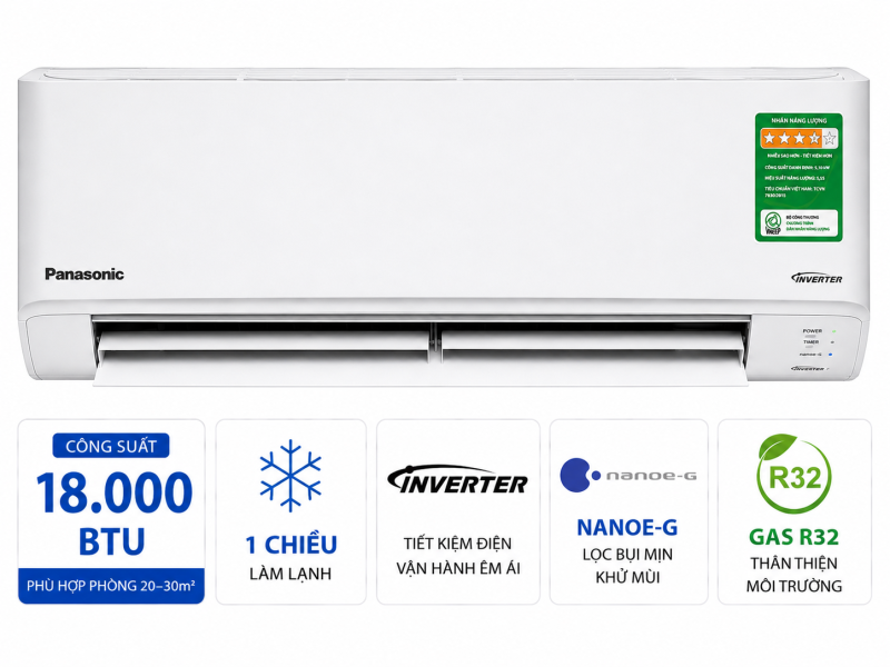 Điều hòa Panasonic 18000 BTU 1 chiều inverter XPU18XKH-8