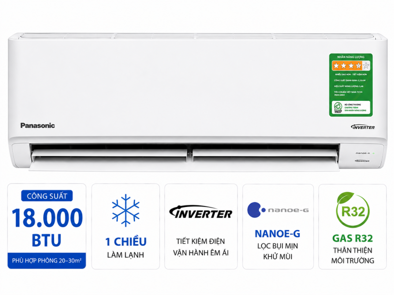 Điều hòa Panasonic 18000BTU 1 chiều inverter cao cấp XU18BKH-8