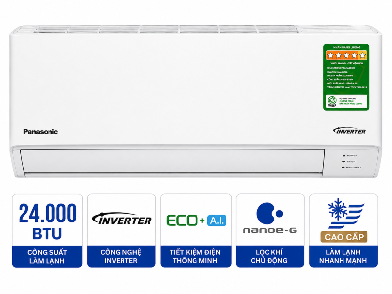 Điều hòa Panasonic 24000BTU 1 chiều inverter cao cấp XU24BKH-8