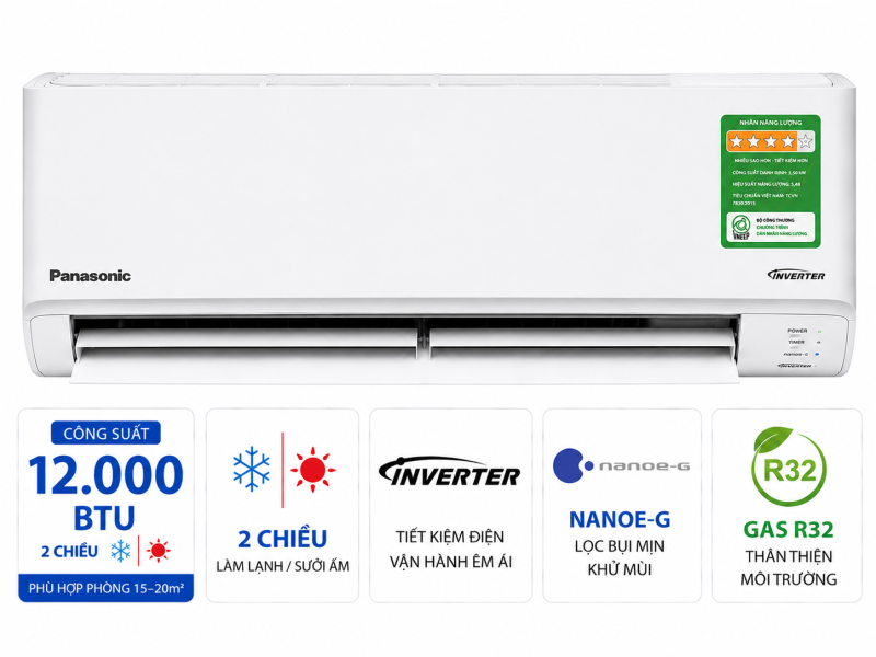 Điều hòa Panasonic 2 chiều 12.000BTU inverter YZ12AKH-8
