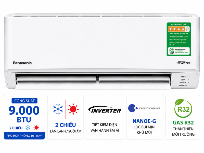 Điều hòa Panasonic 2 chiều 9.000BTU inverter YZ9AKH-8