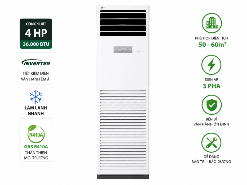 Điều hòa tủ đứng LG Inverter 4 HP ZPNQ36LR5A0 (3 Pha)