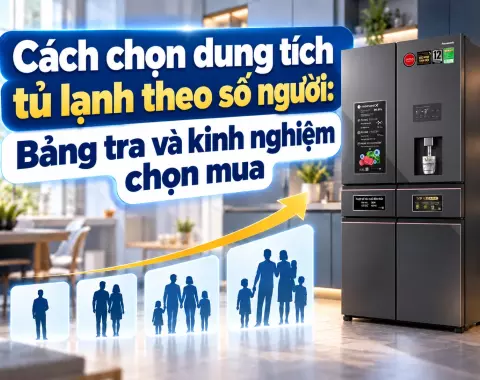 Cách chọn dung tích tủ lạnh theo số người: Bảng tra và kinh nghiệm chọn mua