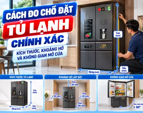 Cách đo chỗ đặt tủ lạnh chính xác: Kích thước, khoảng hở và không gian mở cửa