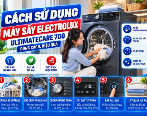 Cách sử dụng máy sấy Electrolux UltimateCare 700 đúng cách