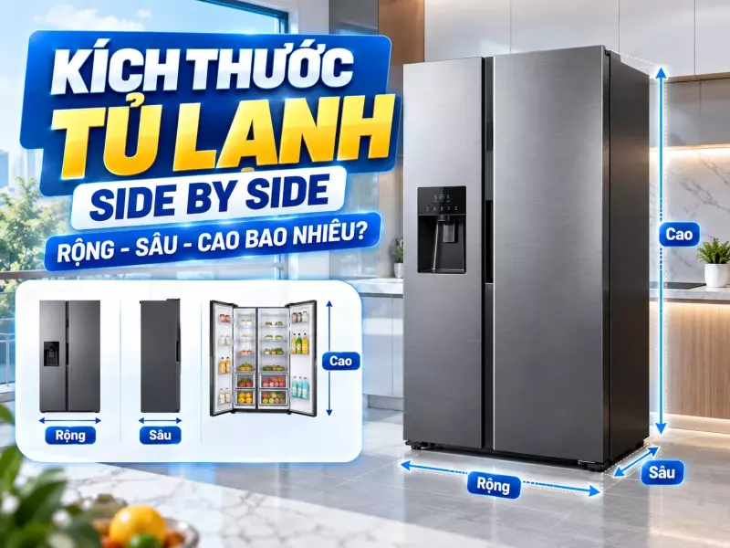 Kích Thước Tủ Lạnh Side by Side: Rộng, Sâu, Cao Bao Nhiêu?
