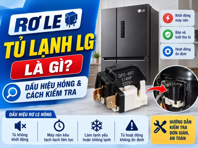 Rơ le tủ lạnh LG là gì? Dấu hiệu hỏng và cách kiểm tra