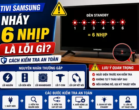 Tivi Samsung nháy 6 nhịp là lỗi gì? Cách kiểm tra an toàn