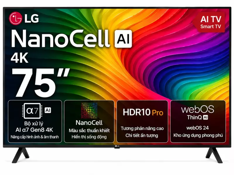 Smart Tivi NanoCell LG AI 4K 75 inch 75NANO80ASA