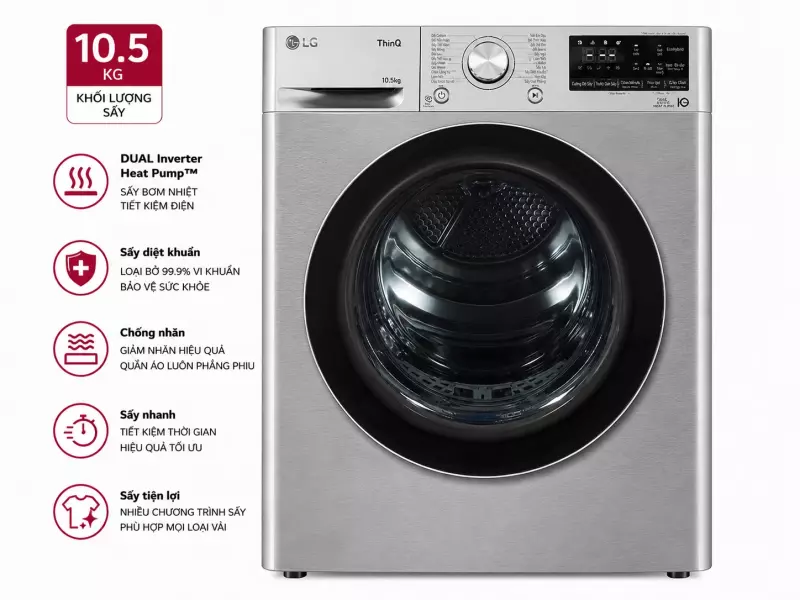Máy sấy bơm nhiệt LG 10.5 kg DVHP50P