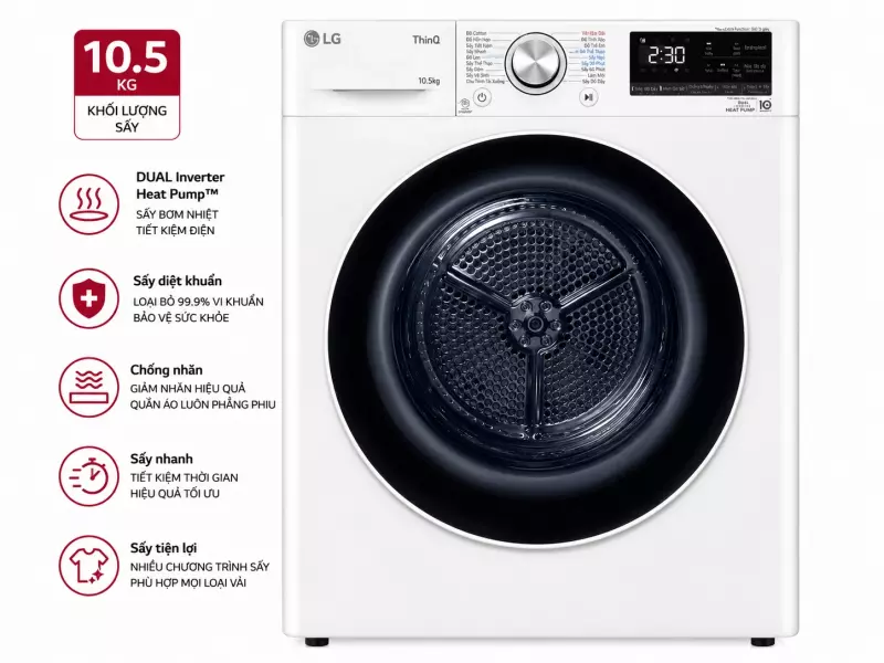 Máy sấy bơm nhiệt LG 10.5 kg DVHP50W
