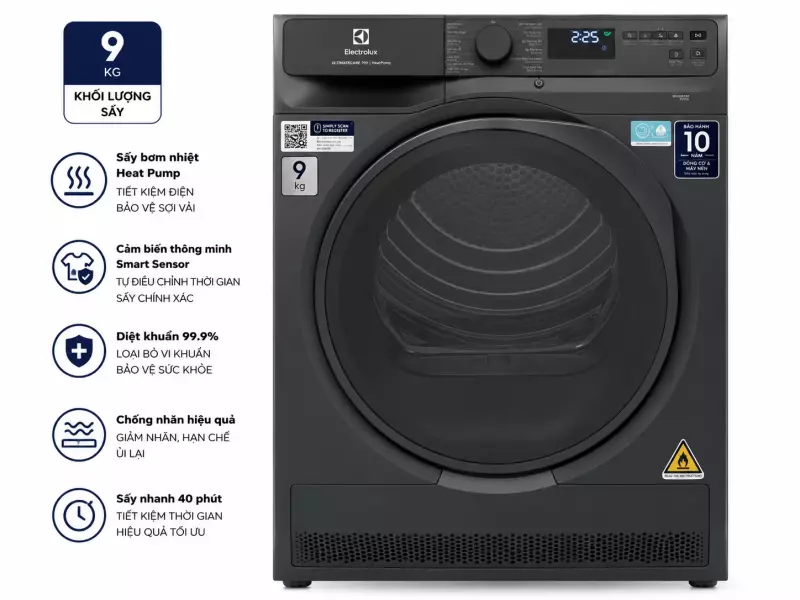 Máy sấy bơm nhiệt Electrolux UltimateCare 9 kg EDH903R7SC