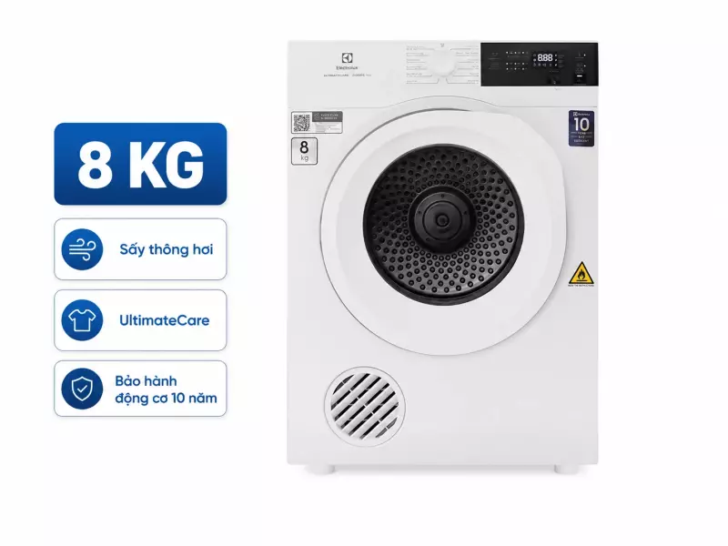 Máy sấy thông hơi Electrolux UltimateCare 8 kg EDV804H3WC