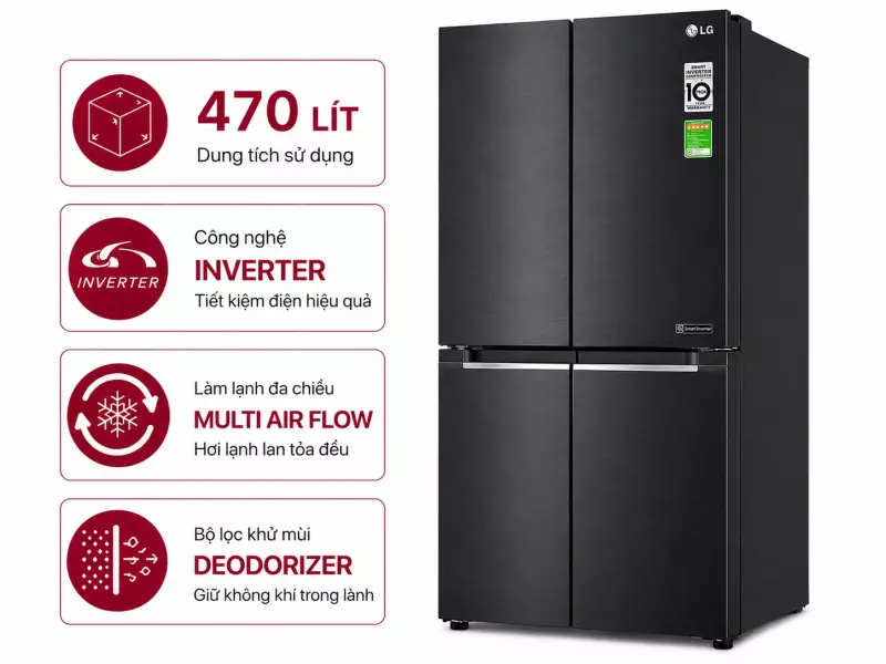 Tủ lạnh LG Inverter 470 lít Multi Door GR-B50BL
