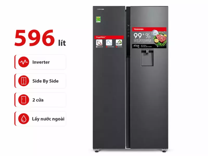 Tủ lạnh Toshiba Inverter 596 lít GR-RS775WI-PMV(06)-MG