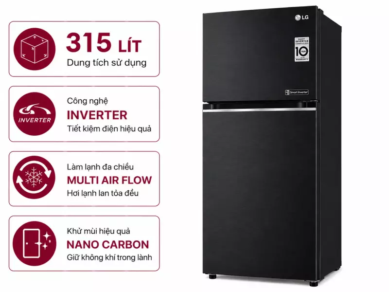 Tủ lạnh LG Inverter 315 lít LTB31BLMA