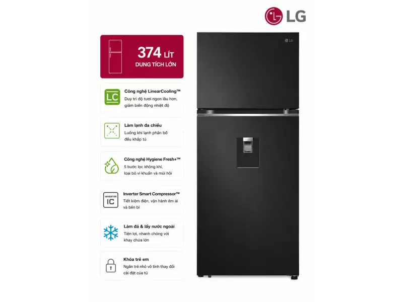 Tủ lạnh LG Inverter 374 lít LTD37BLM